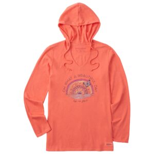 Women's Beautiful Day Butterfly Rainbow Long Sleeve Crusher-LITE Hooded Tee